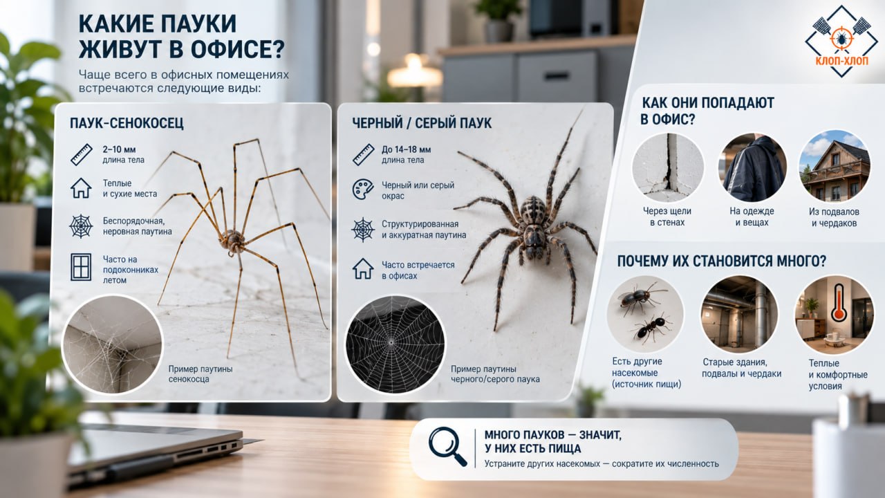 Какие пауки живут в офисе?